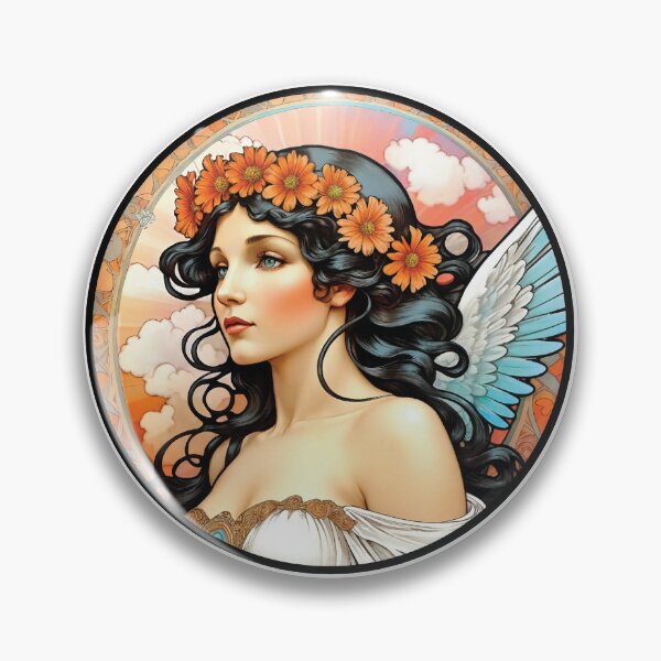 Item preview, Angel, Holy Angel, female angel, god, Mary, Christian art, Arch Angel, love, protector, female warrior, women's group, girl power, vintage art, art nouveau.  designed and sold by SavageLegion.
