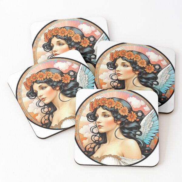 Item preview, Angel, Holy Angel, female angel, god, Mary, Christian art, Arch Angel, love, protector, female warrior, women's group, girl power, vintage art, art nouveau.  designed and sold by SavageLegion.