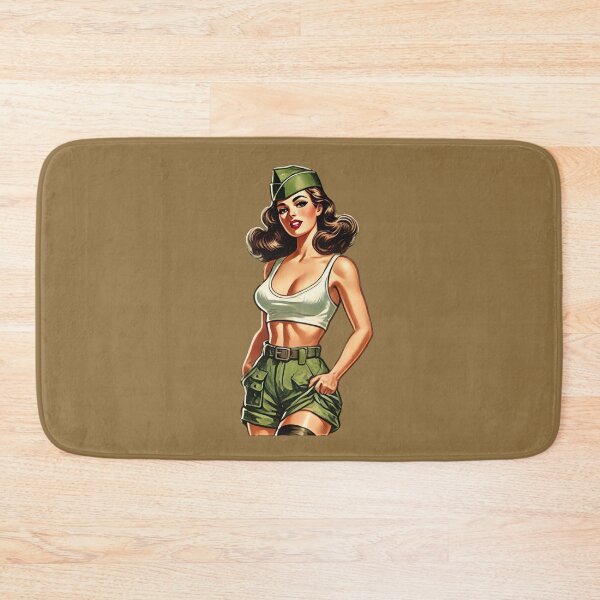 Item preview, Vintage Rockabilly Pin-Up Girl Army Print Artwork designed and sold by PinUpPizzazz.