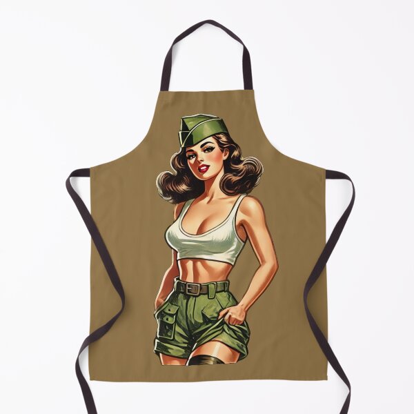 Item preview, Vintage Rockabilly Pin-Up Girl Army Print Artwork designed and sold by PinUpPizzazz.