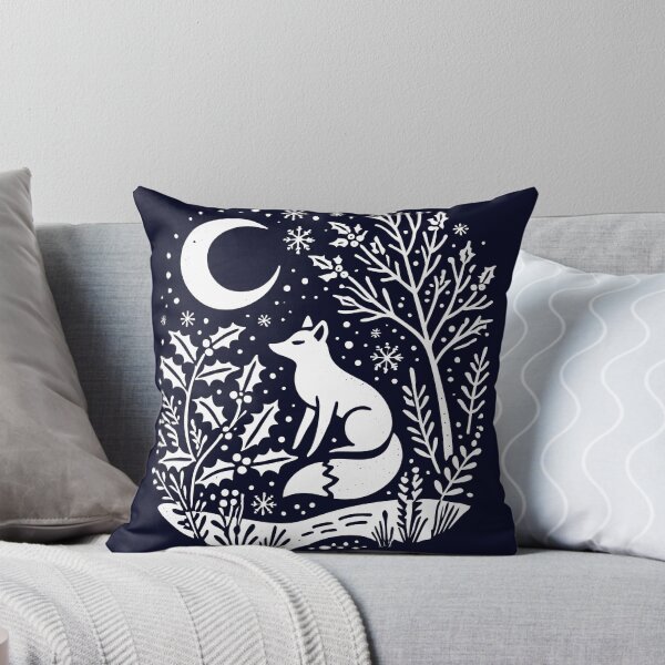 Item preview, Moonlit Winter Fox – Nordic Folk Art Linocut designed and sold by Victor Shadehorn.