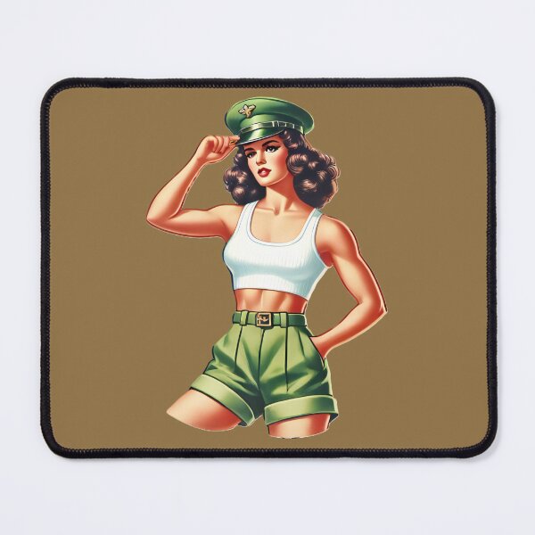 Item preview, Retro Rockabilly Pin-Up Girl Army Print Artwork designed and sold by PinUpPizzazz.