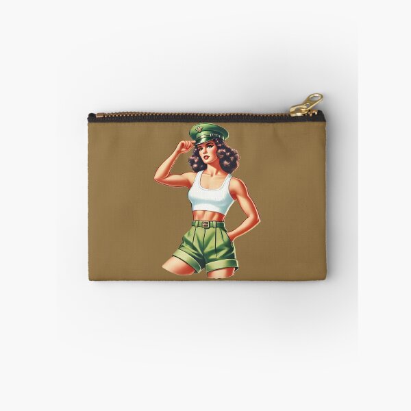 Item preview, Retro Rockabilly Pin-Up Girl Army Print Artwork designed and sold by PinUpPizzazz.