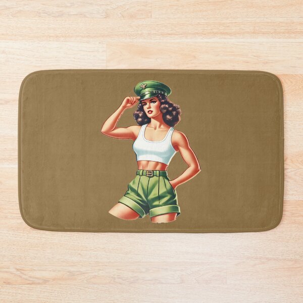 Item preview, Retro Rockabilly Pin-Up Girl Army Print Artwork designed and sold by PinUpPizzazz.
