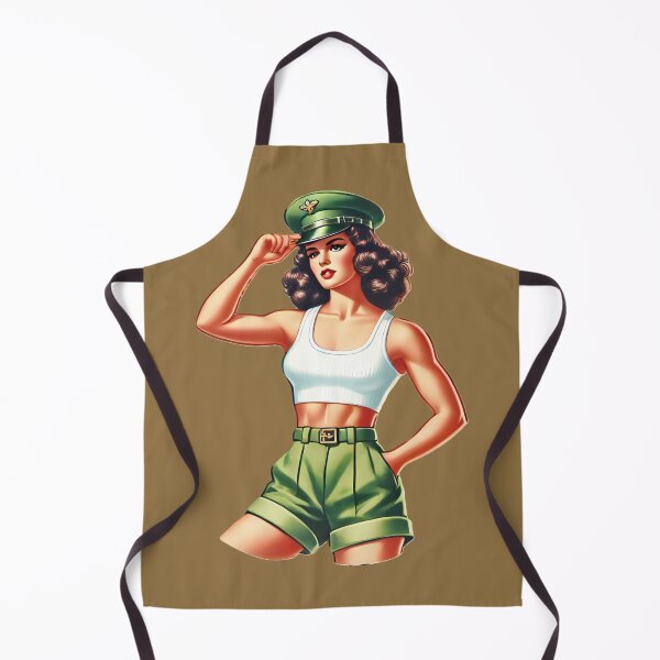 Item preview, Retro Rockabilly Pin-Up Girl Army Print Artwork designed and sold by PinUpPizzazz.