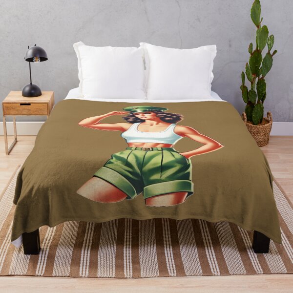 Item preview, Retro Rockabilly Pin-Up Girl Army Print Artwork designed and sold by PinUpPizzazz.