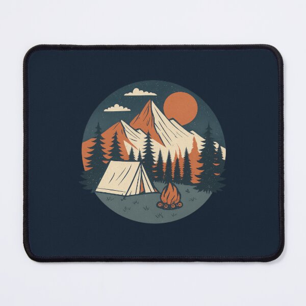 Item preview, Retro Camping Scene – Mountains, Tent and Campfire Outdoor Nature Design designed and sold by NoctaHike.