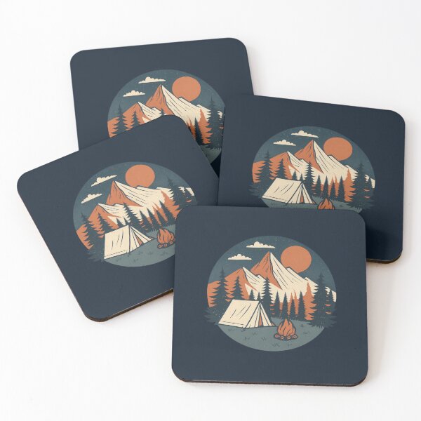 Item preview, Retro Camping Scene – Mountains, Tent and Campfire Outdoor Nature Design designed and sold by NoctaHike.