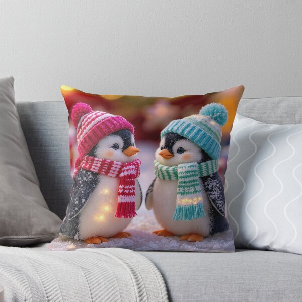 Item preview, Dos lindos pingüinos con gorros y bufandas navideñas: arte festivo designed and sold by acceleratorhams.