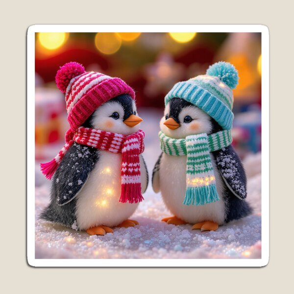 Item preview, Dos lindos pingüinos con gorros y bufandas navideñas: arte festivo designed and sold by acceleratorhams.