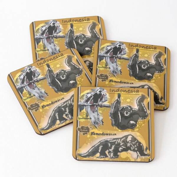 Item preview, Portraits of an orangutan, Komodo dragon and bird of paradise designed and sold by marysfarbklecks.