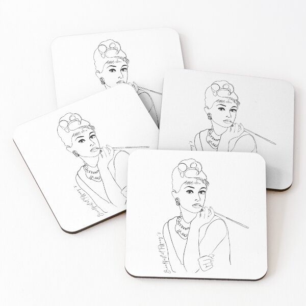 Item preview, Minimal Line Art Portrait – Vintage Audrey Style | Nostalgia Wall Art designed and sold by Pandositive.