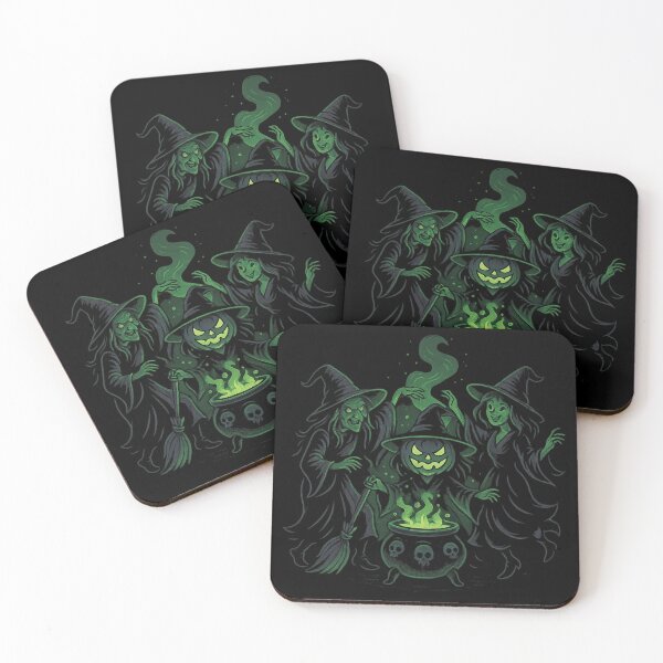 Item preview, Three Witches Dancing Around Cauldron – Spooky Halloween Cartoon designed and sold by Everyday Motif.
