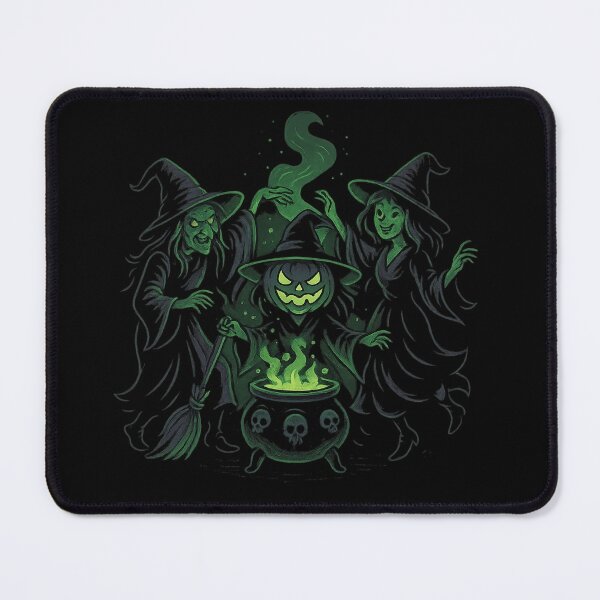 Item preview, Three Witches Dancing Around Cauldron – Spooky Halloween Cartoon designed and sold by Everyday Motif.