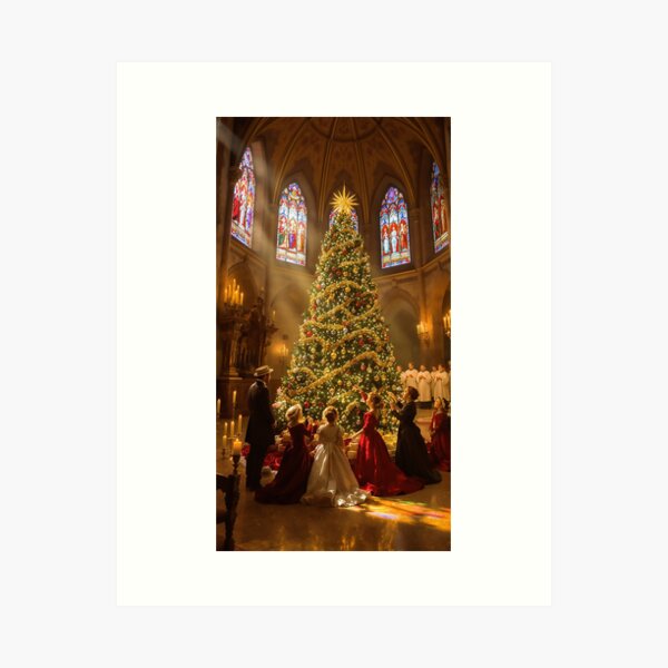 Item preview, Victorian Candlelit Church Christmas Townsfolk Decorating Tree designed and sold by acceleratorhams.