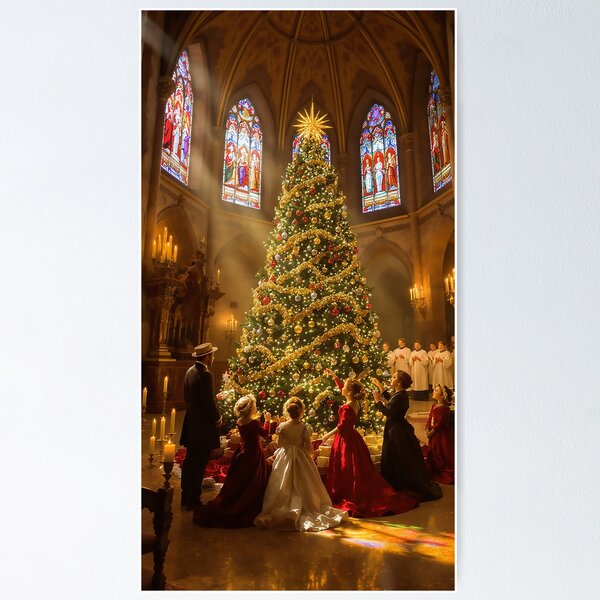 Item preview, Victorian Candlelit Church Christmas Townsfolk Decorating Tree designed and sold by acceleratorhams.