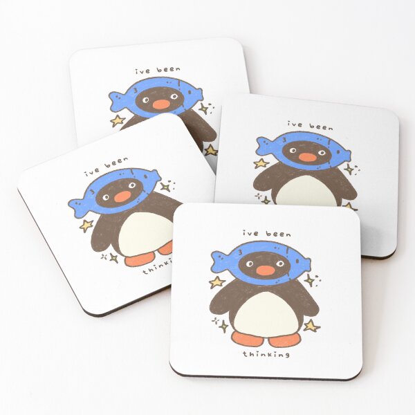 Item preview, Pingu and his fish “ive been thinking” Fan-art Sticker designed and sold by Planet Karu.