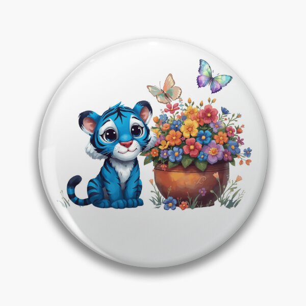 Item preview, Whimsical Blue Tiger with Floral Bliss designed and sold by AVESARTICO.
