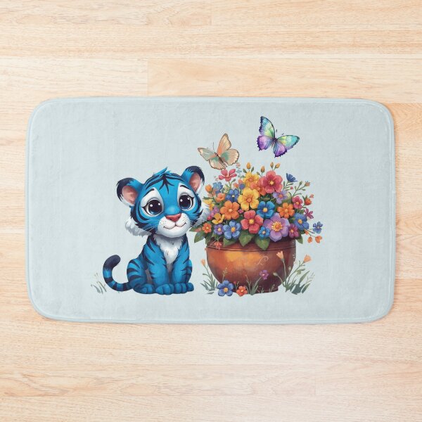 Item preview, Whimsical Blue Tiger with Floral Bliss designed and sold by AVESARTICO.