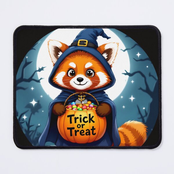 Aperçu de l'œuvre Bonbons d'Halloween pour un tour ou un sort avec un panda roux magicien créée et vendue par SmashingDeals.