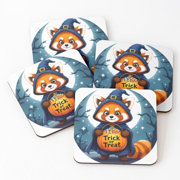 Aperçu de l'œuvre Bonbons d'Halloween pour un tour ou un sort avec un panda roux magicien créée et vendue par SmashingDeals.