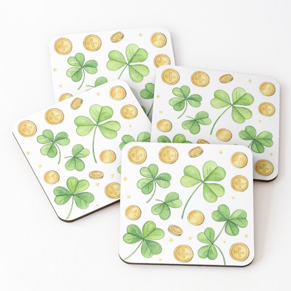 Item preview, Golden four-leaf clovers and coins , lucky symbol. . designed and sold by Lucky 777.
