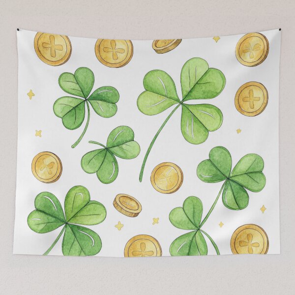 Item preview, Golden four-leaf clovers and coins , lucky symbol. . designed and sold by Lucky 777.