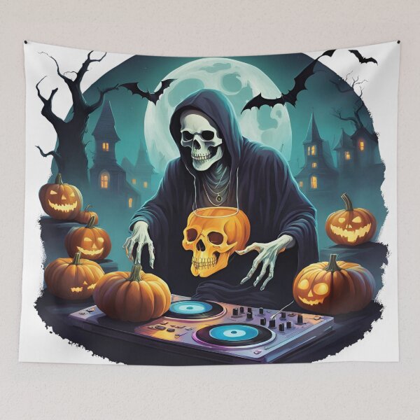 Item preview, Halloween Skeleton Dj Party designed and sold by Mozyden.