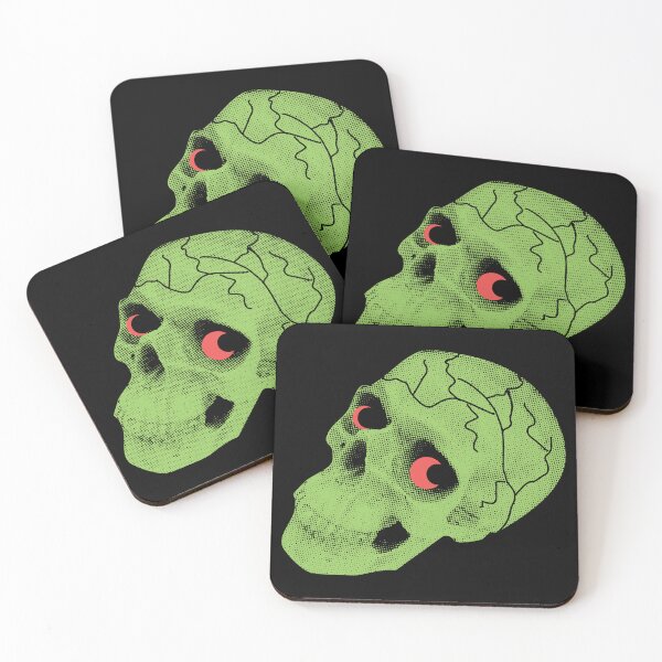 Item preview, Creepy skull with red eyes in green halftone texture designed and sold by Jdawnink.