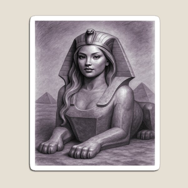Item preview, Female Sphinx Drawing, Pencil Art designed and sold by MoArtShop.