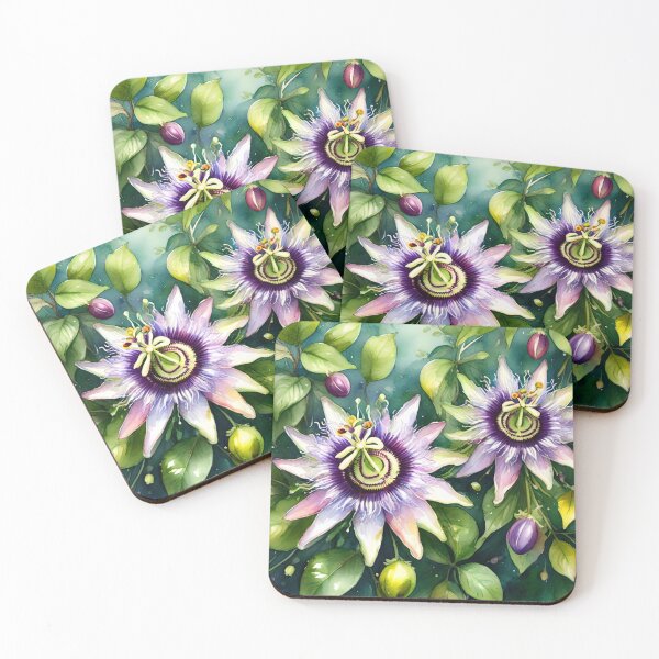 Item preview, Tropical Garden with Passiflora Flower or Passion Flower designed and sold by Ciervo Primavera.