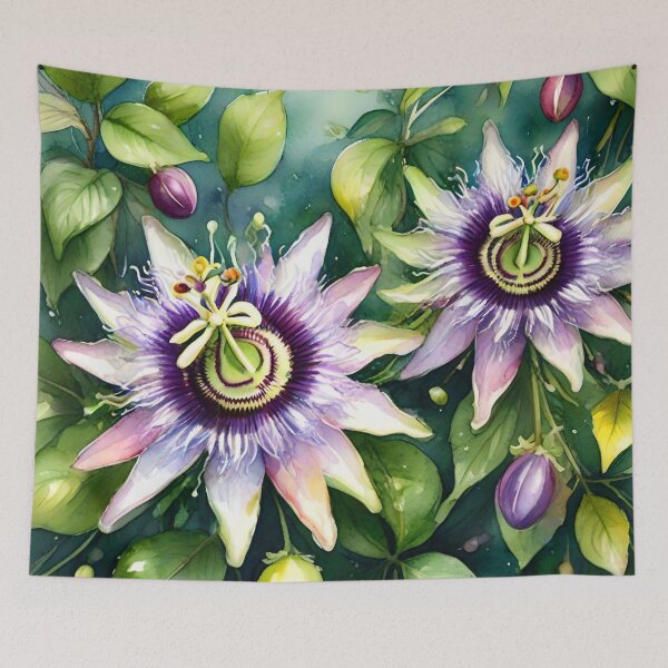 Item preview, Tropical Garden with Passiflora Flower or Passion Flower designed and sold by Ciervo Primavera.
