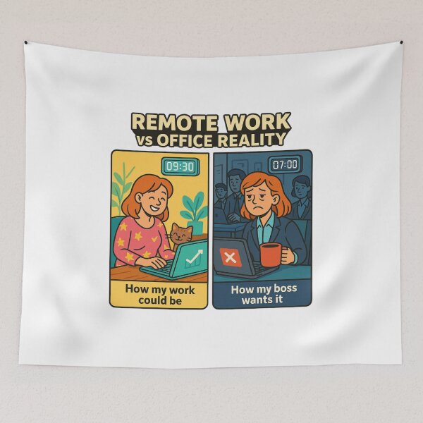 Item preview, Title: Remote Work vs Office Reality designed and sold by Not-Only-You.