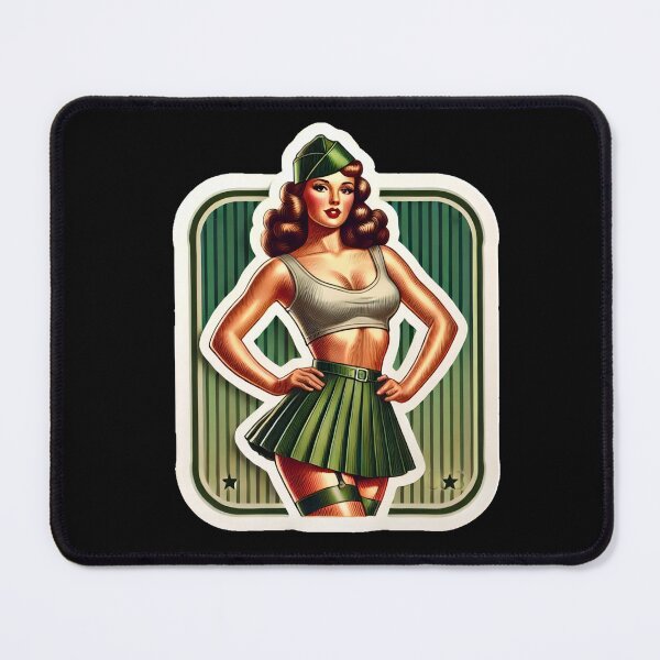 Item preview, Vintage Rockabilly Pin-Up Girl Army Print Artwork designed and sold by PinUpPizzazz.