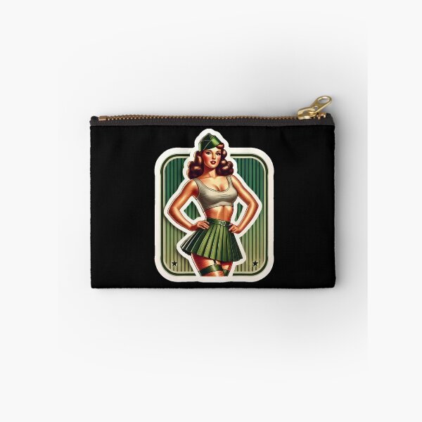 Item preview, Vintage Rockabilly Pin-Up Girl Army Print Artwork designed and sold by PinUpPizzazz.