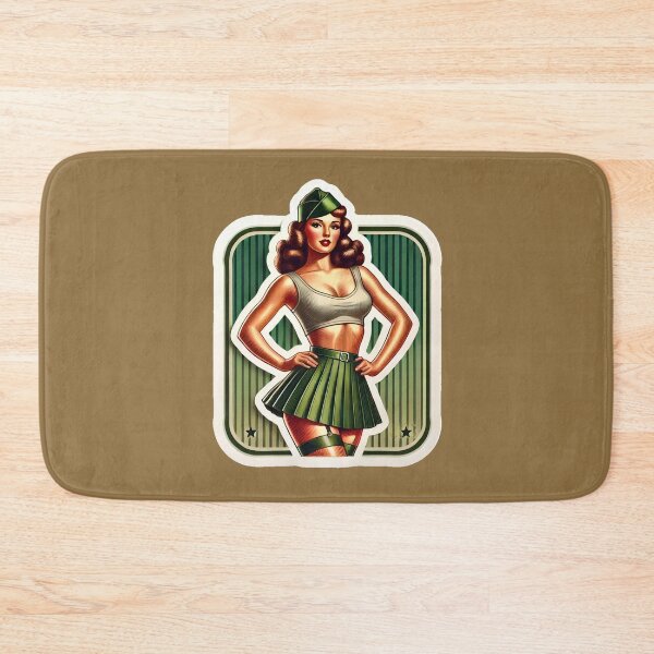 Item preview, Vintage Rockabilly Pin-Up Girl Army Print Artwork designed and sold by PinUpPizzazz.