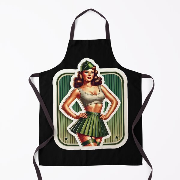 Item preview, Vintage Rockabilly Pin-Up Girl Army Print Artwork designed and sold by PinUpPizzazz.