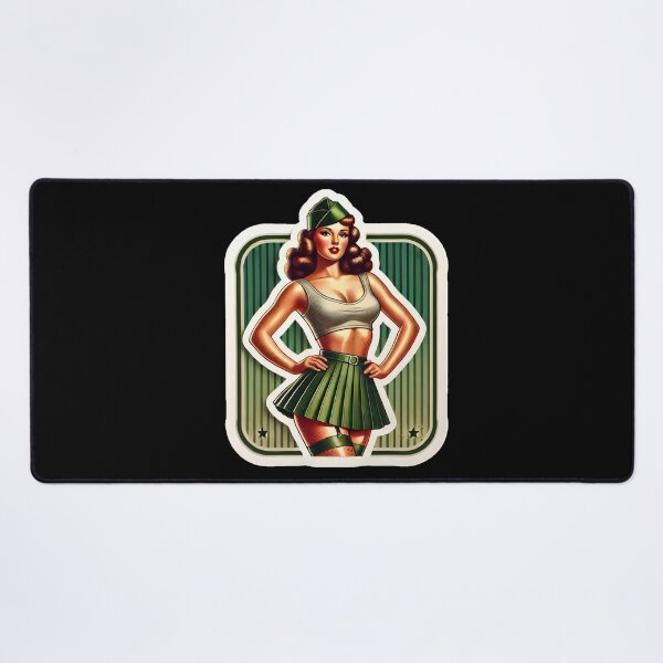 Item preview, Vintage Rockabilly Pin-Up Girl Army Print Artwork designed and sold by PinUpPizzazz.