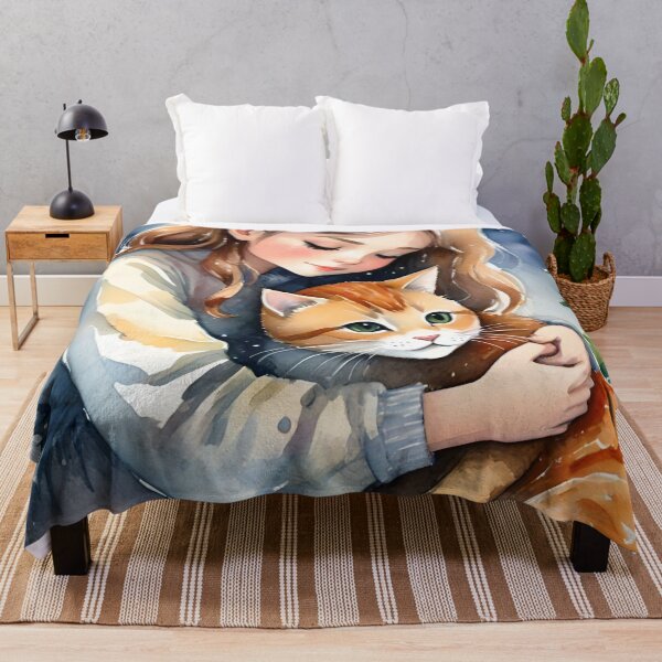 Item preview, The Girl and Her Cat at Christmas designed and sold by Ciervo Primavera.