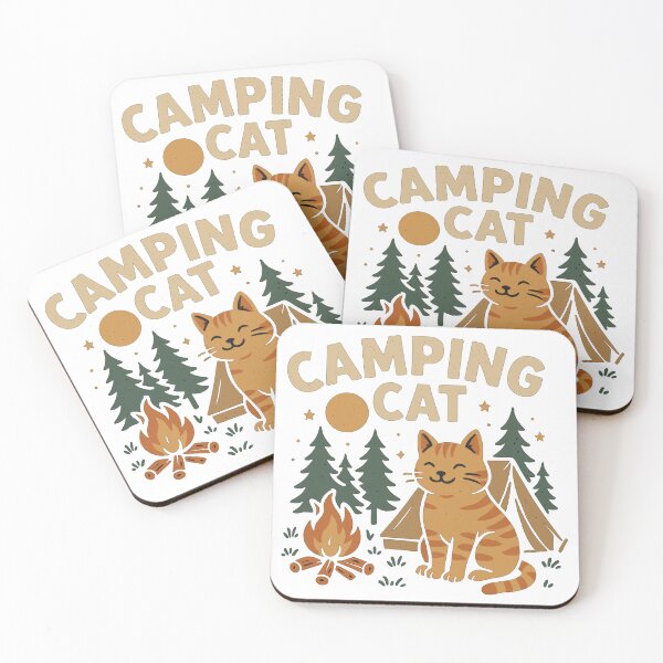 Item preview, Camping cat with tent and campfire designed and sold by TEEZIGNTIS.