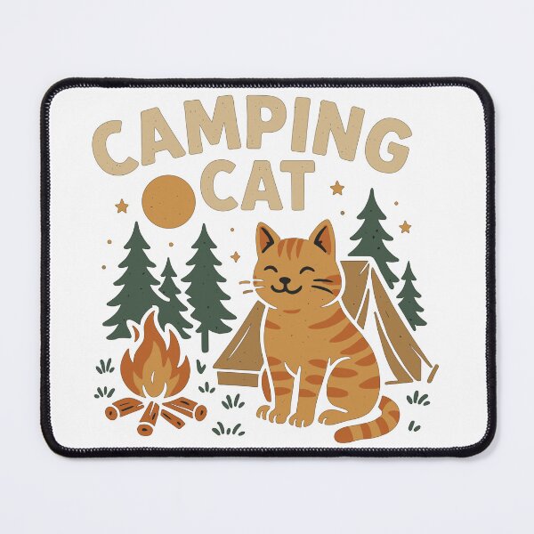 Item preview, Camping cat with tent and campfire designed and sold by TEEZIGNTIS.