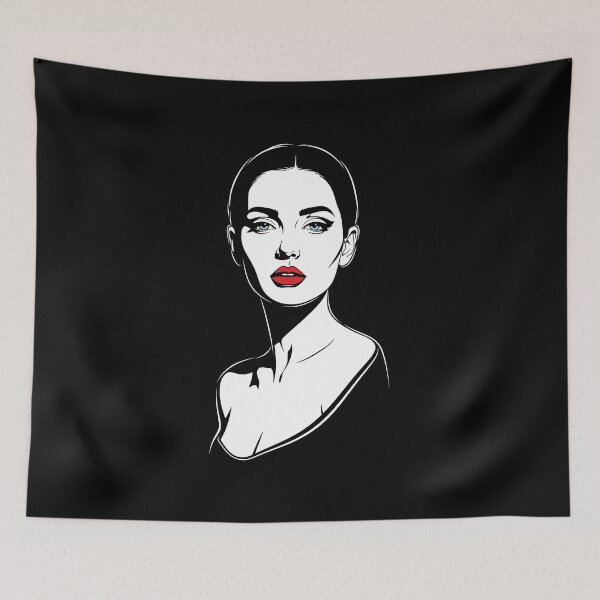 Item preview, Elegant Bust Artwork with Red Lips Design designed and sold by Ovitees.