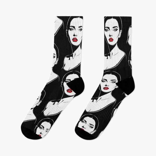 Item preview, Elegant Bust Artwork with Red Lips Design designed and sold by Ovitees.