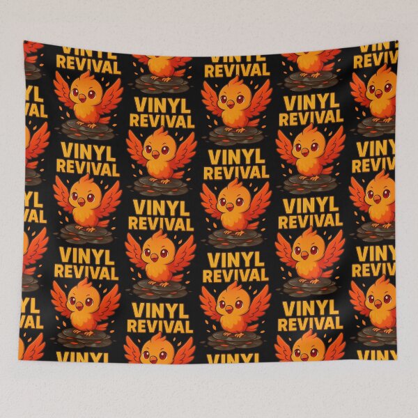 Item preview, Vinyl Revival Cute Phoenix Bird Retro Music Design designed and sold by TeeTimeTreasure.
