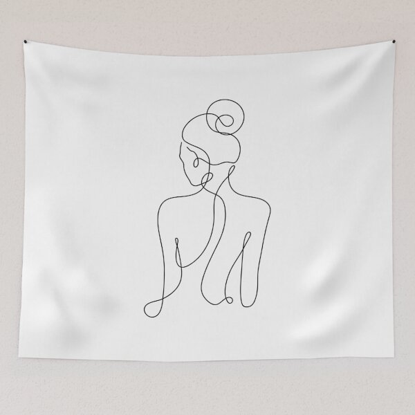Item preview, Black One Line Drawing - Woman Back Pose  designed and sold by altandesign.