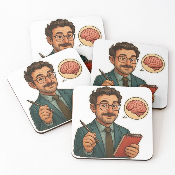 Item preview, Illustration of a Man Writing with Brain Speech Bubble on Black Background designed and sold by Creative88Art.