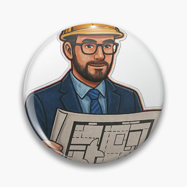 Item preview, Illustration of a Bearded Architect Holding a Blueprint on Black designed and sold by Creative88Art.