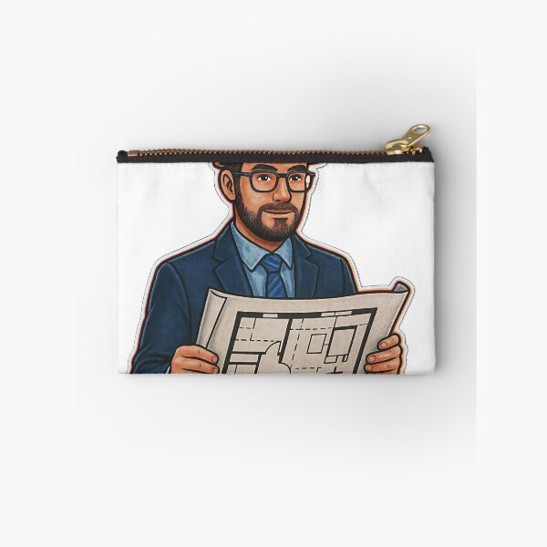 Item preview, Illustration of a Bearded Architect Holding a Blueprint on Black designed and sold by Creative88Art.
