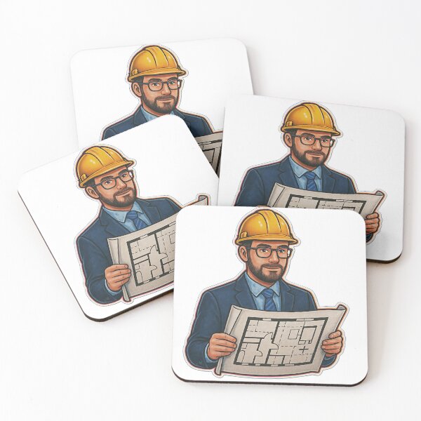 Item preview, Illustration of a Bearded Architect Holding a Blueprint on Black designed and sold by Creative88Art.
