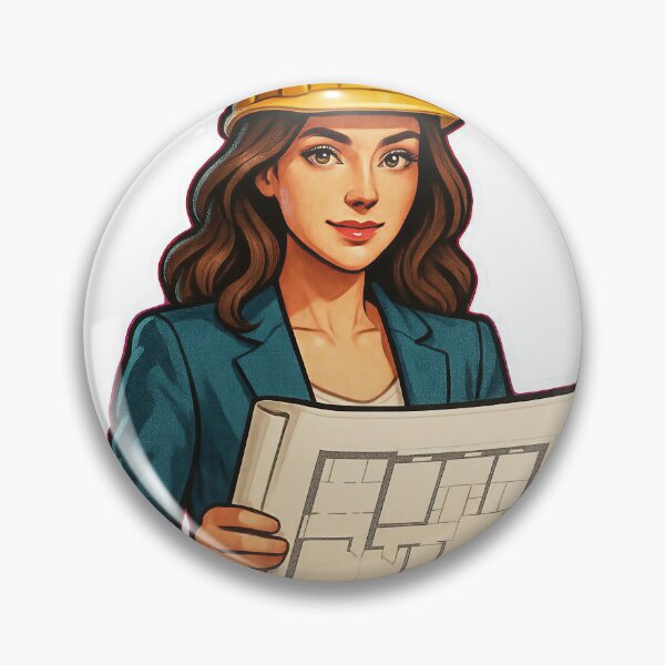 Item preview, Illustration of a Woman in Hard Hat Holding Architectural Blueprint designed and sold by Creative88Art.